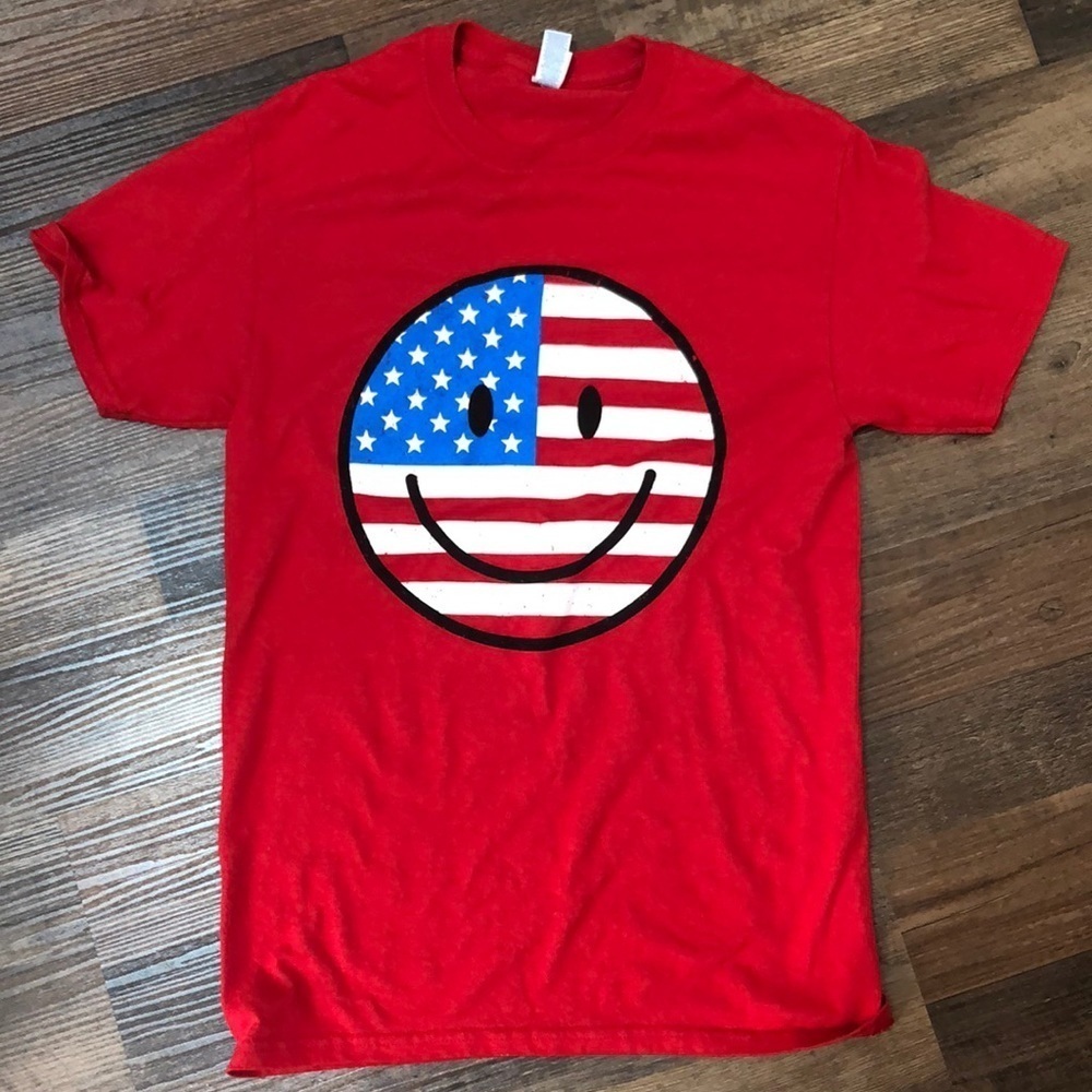 Jerzees dri power American smiling face shirt